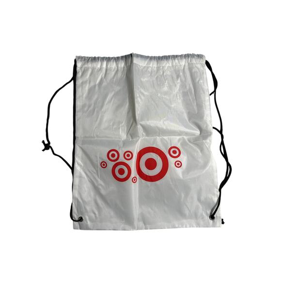 Target White Red Bullseye Logo Promotional Drawstring Backpack Cinch Sack Bag - Picture 2 of 7